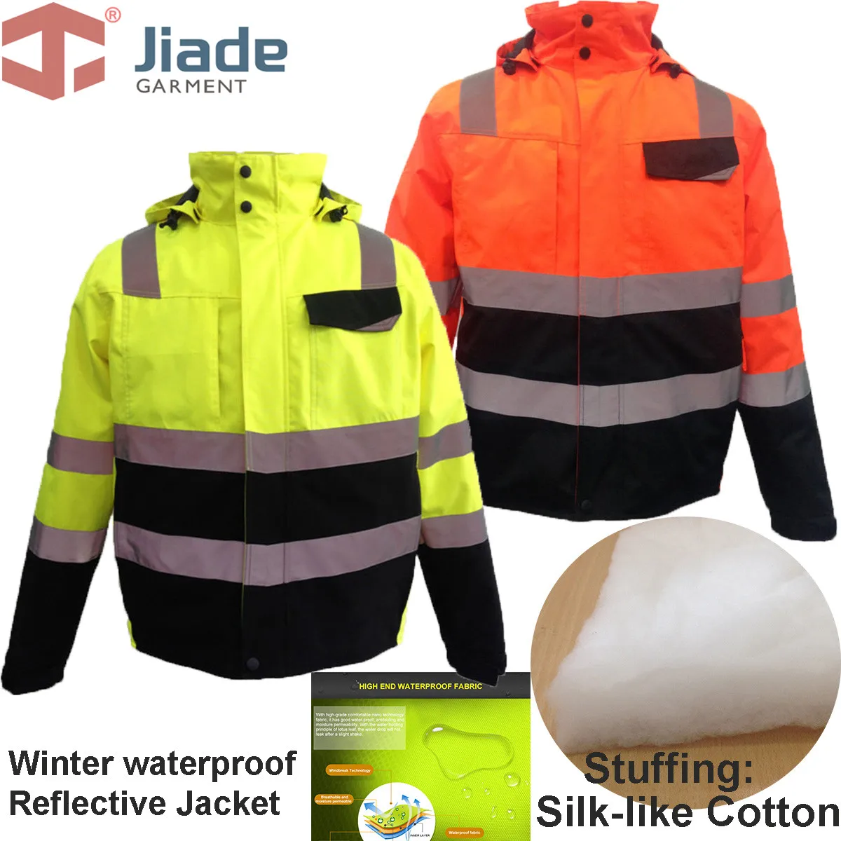 Jiade Abbigliamento Da Lavoro Da Uomo Giacca Invernale Giacca Invernale Riflettente Ad Alta Visibilità En471/Ansi Giacca Invernale Impermeabile Spediz