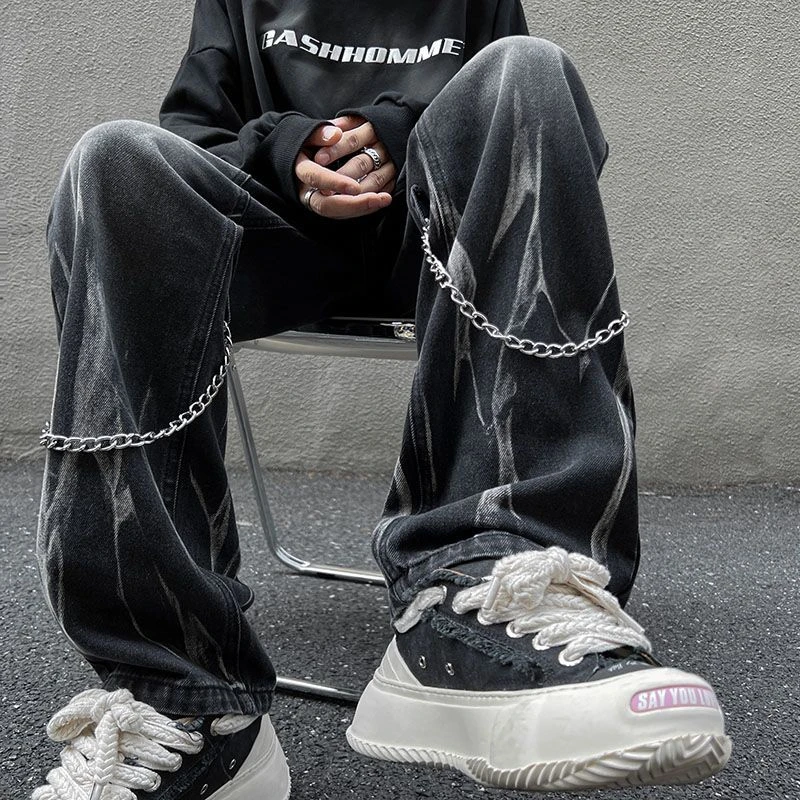 Pantaloni Da Cowboy Maschili Pantaloni Marroni Punk Jeans Dritti A Gamba Larga Per Uomo Vestiti Lavati Estetici Y2K 2000S Xs Soft Vintage Winter