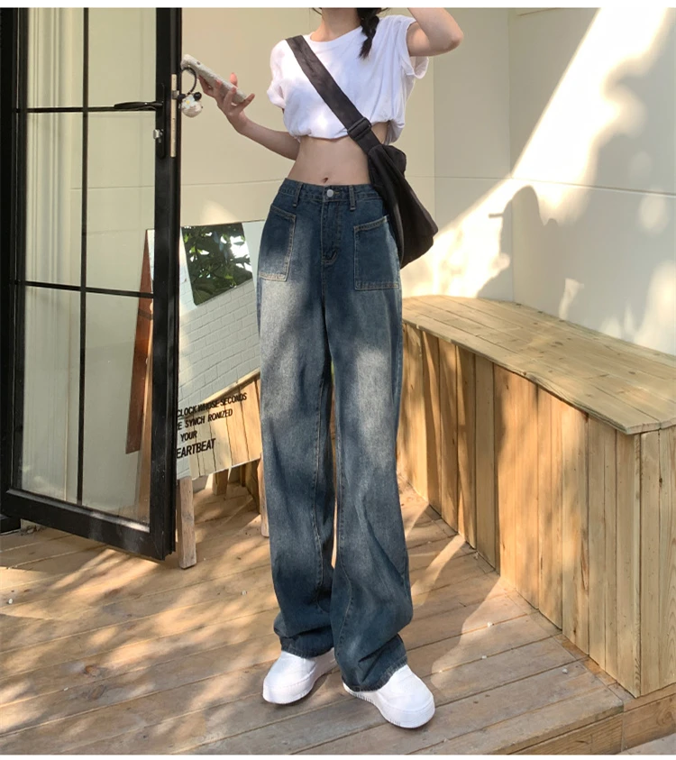Nuova Primavera Autunno Moda Casual Sciolto Marca Donna Donna Ragazze Jeans Gamba Larga