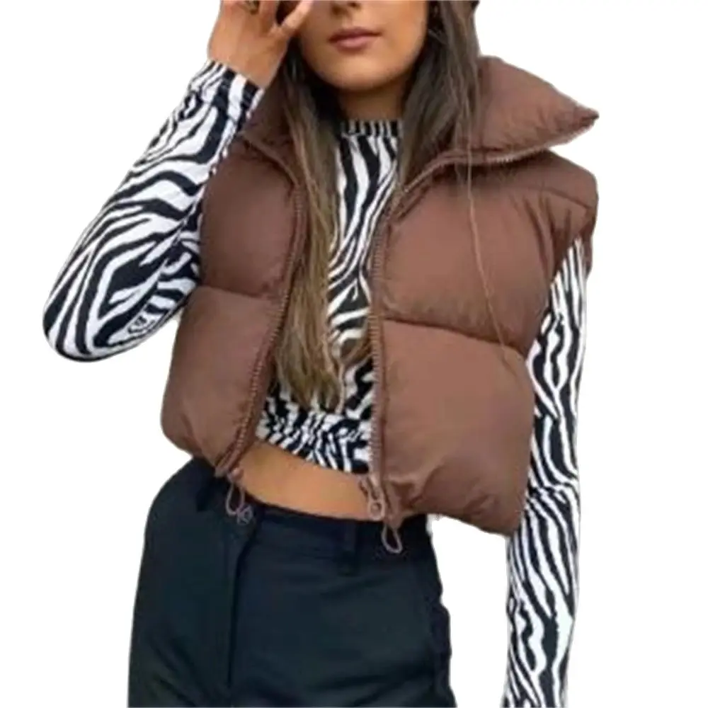 Moda Autunno Nuovo 2024 Colletto Alla Coreana Piumini Eleganti Capispalla Caldi Cintura Casual Senza Maniche Inverno Donna Gilet Giacche