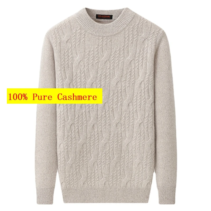 Nuovo Arrivo Fashom 100% Puro Cashmere Casual Uomo Inverno Fiore Ritorto Girocollo Maglione, Uomo Addensato Taglia Xs-3Xl 4Xl