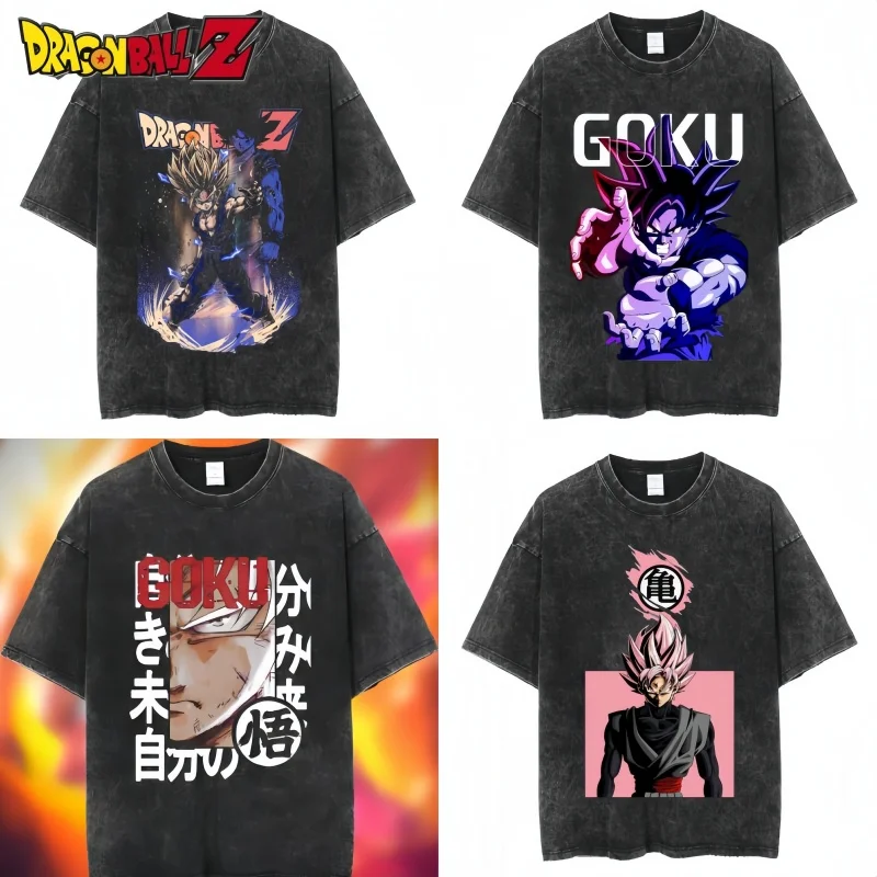 Hot New Dragon Ball Z T-Shirt Harajuku Hip Hop Fashion Vintage Washed Anime Man Top Tees Retro Manga Gilet Senza Maniche Oversize