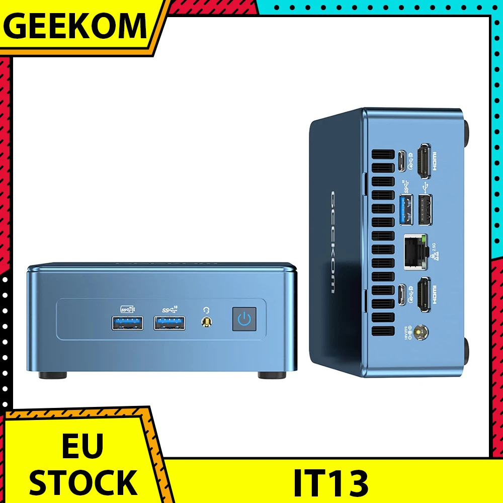 Geekom It13 Mini Pc, Intel I9-13900H 14 Core 20 Thread Fino A 5.40 Ghz, 32Gb Ddr4 Ram 2Tb Ssd, Wifi6E Bluetooth5.2, 3 * Usb3.2