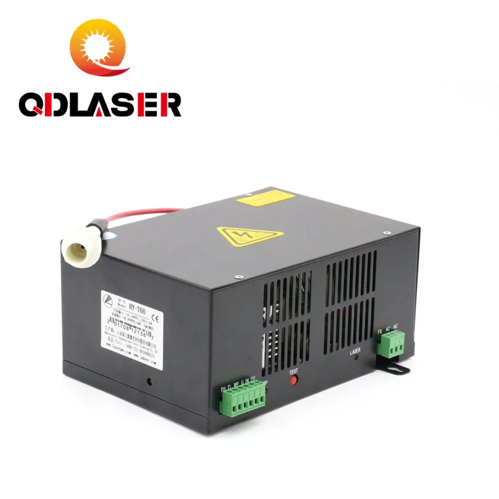 Qdlaser 60W Alimentatore Laser Co2 Per Macchina Da Taglio Per Incisione Laser Co2 Serie Hy-T60 T / W Plus Con Lunga Garanzia