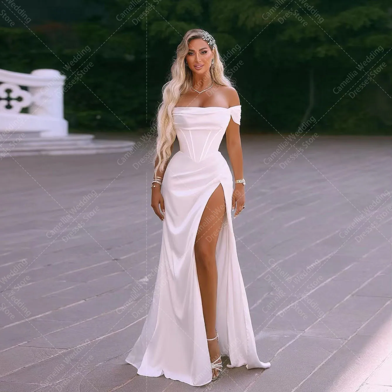 Semplici Abiti Da Sposa Sexy Con Spacco Laterale Una Linea Per Donna Principessa Sweetheart Eleganti Abiti Da Sposa Abiti Da Cerimonia Di Moda