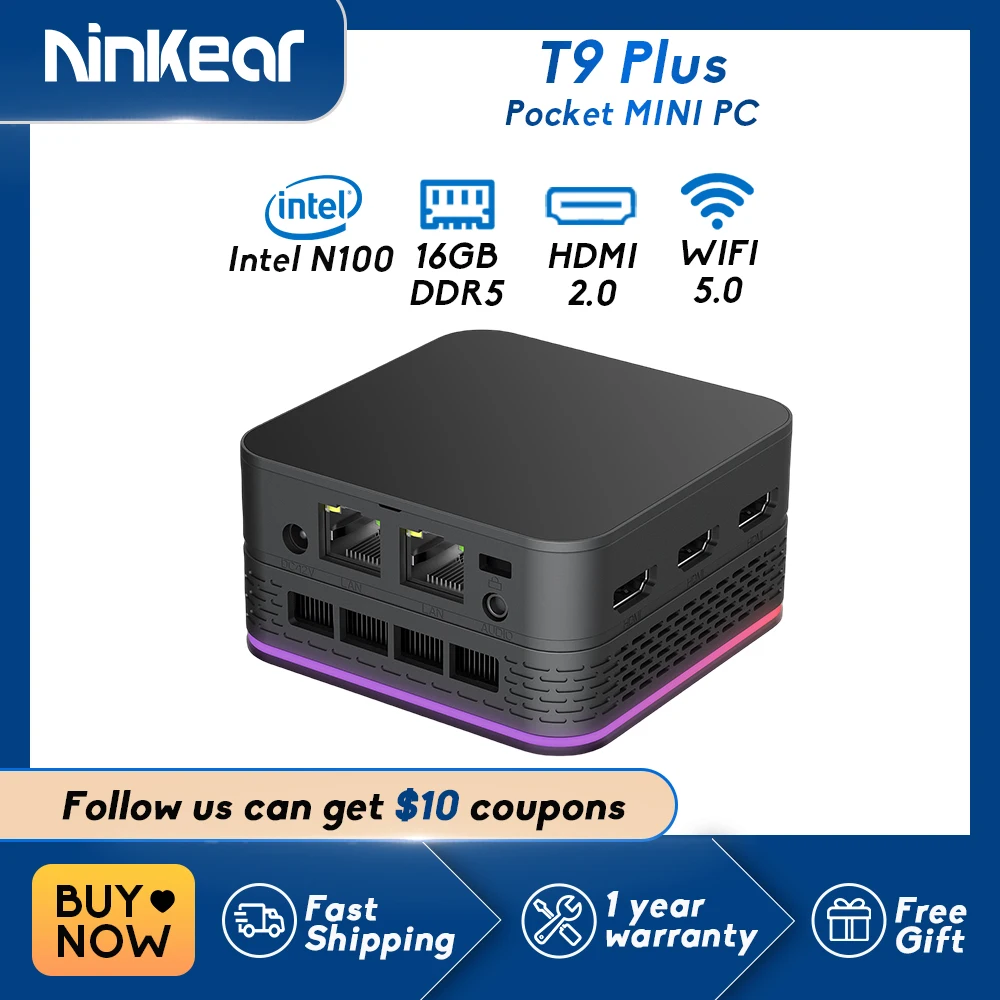 Ninkear T9 Plus Mini Pc Windows 11 Intel N100 16Gb Ddr5 512Gb Ssd Wifi 5.0 Desktop Business Laptop Computer Notebook