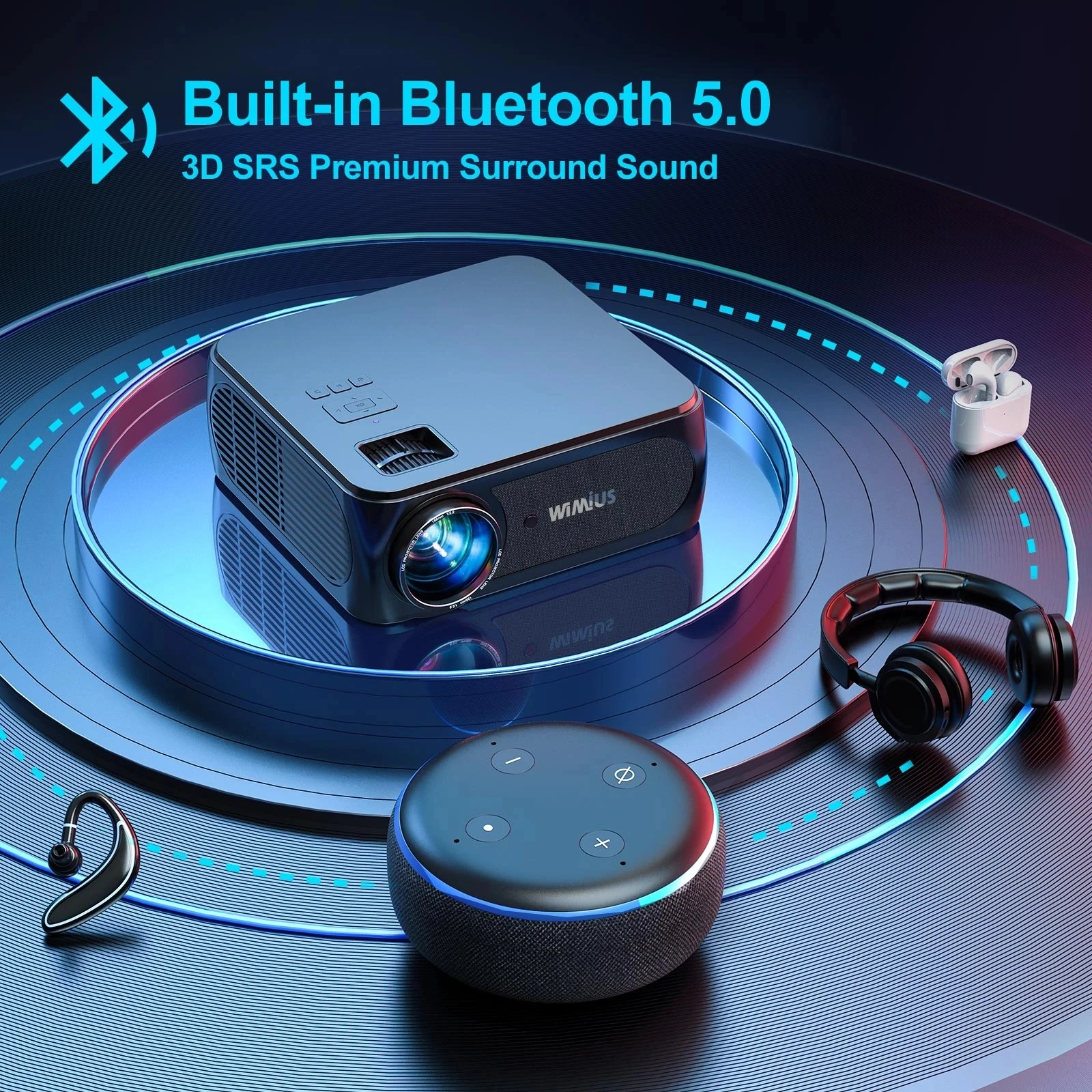Wimius 4K Proiettori 5G Wifi Proiettore Bluetooth Nativo 1080P Proiettori Full Hd 350Ansi Cinema Home Camping Proyector K8