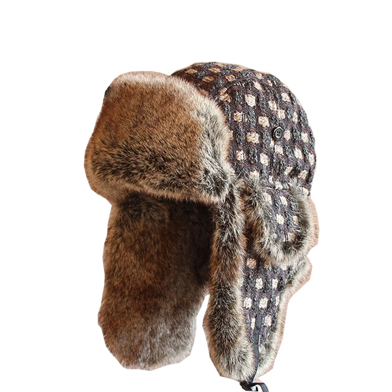 B-8483 Uomo Bomber Cappelli Russia Trapper Ushanka Cappelli Paraorecchie Cappuccio Antivento Pelliccia Cappelli In Pelle Artificiale Berretto Da Sci C