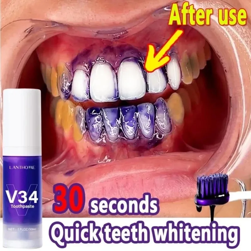 50Ml Dentifricio Sbiancante Viola Sicuro Rinfrescante Respiro Denti Schiuma Pulizia Dente Mousse Rimozione Placca Dentiera Cura Dei Denti