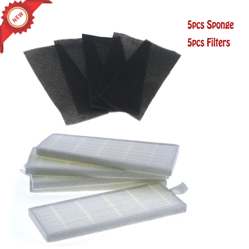 5Pcs Spugna + 5Pcs Filtri Per Ilife Robot Di Ricambio Per Chuwi Ilife A4 A4S A6 Robot Aspirapolvere Filtro Hepa