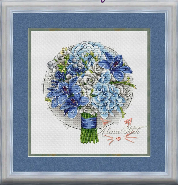 Kit Cucito Cross Stich Bouquet Rotondo-Blue Lily 36-38 Set Kit Punto Croce Set Ricamo Punto Croce Kit Punto