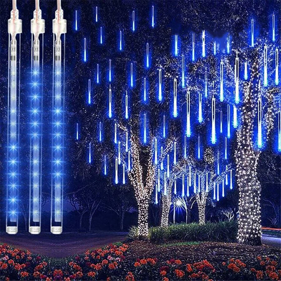 Holiday Lighting Led Christmas Lights Outdoor 30/50Cm Meteor Shower String Lights Garden Decor For Party Wedding Garland Street