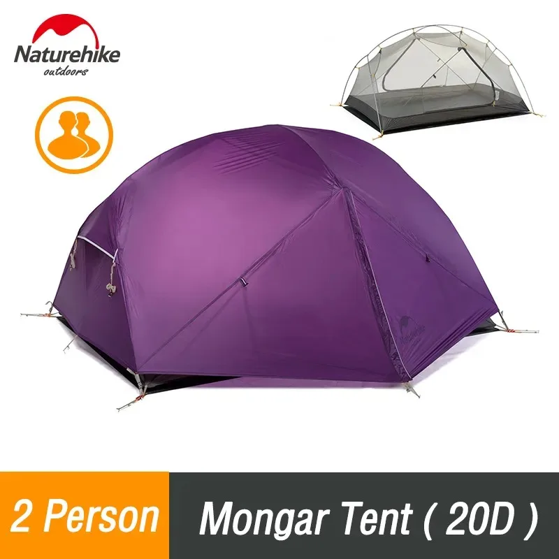 Naturehike Tenda Da Campeggio 2 Persone Mongar Tenda Ultraleggera Tenda Da Viaggio All'Aperto Tenda Impermeabile A Doppio Strato Tenda Portatile 3 Sta