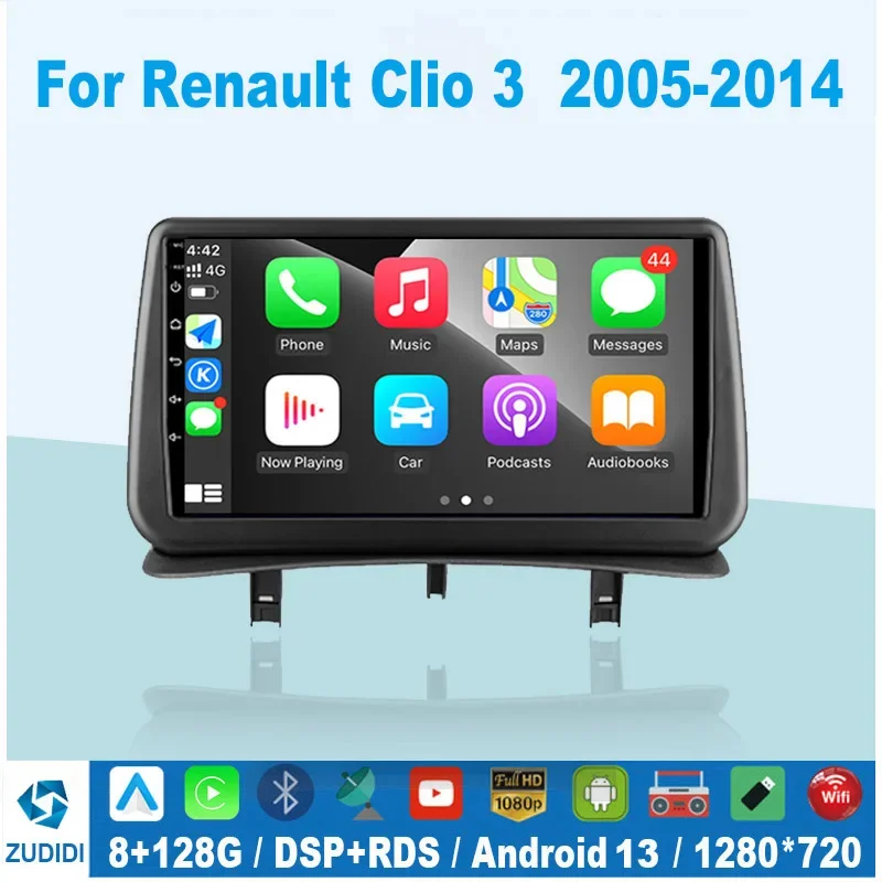 Per Renault Clio 3 Clio 3 2005-2014 4G Wifi Autoradio Android 13 Navigazione Multimediale Fotocamera Gps Auto Carplay Lettore Dvd Stereo