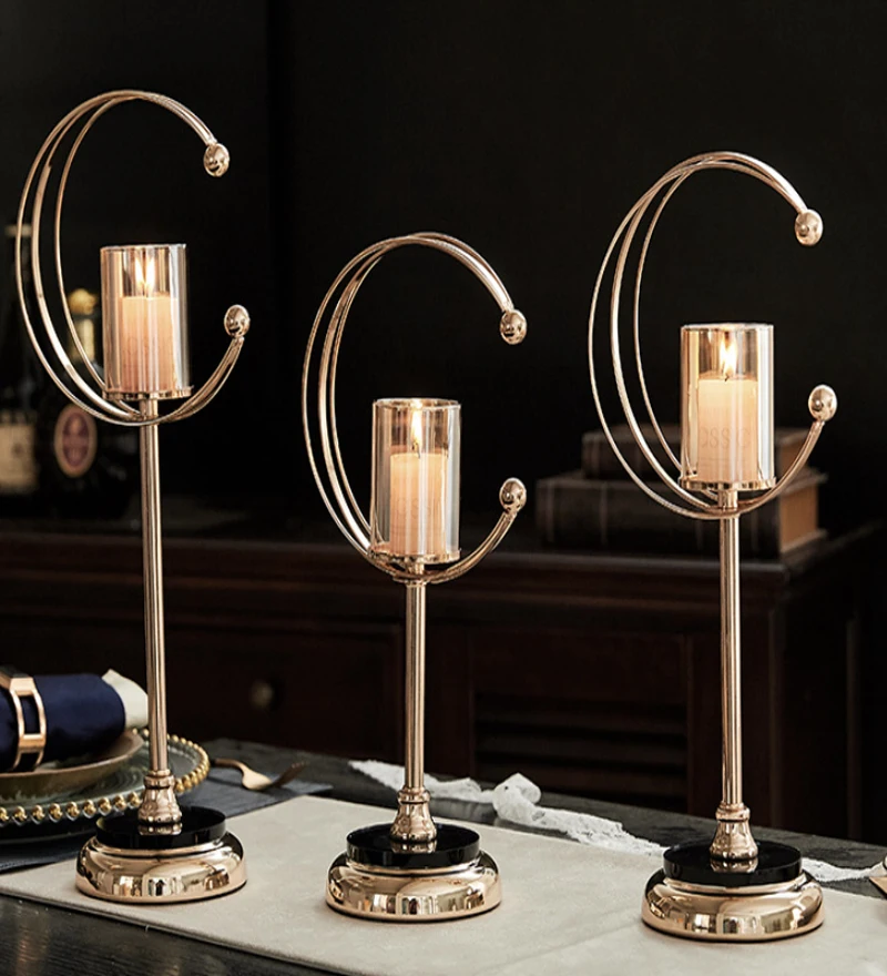 Europese Luxe Metalen Kristal Kaars Lantaarn Goud Kandelaars Bruiloft Centrotavola Centro Tafel Kandelaars Partijen Home Decor