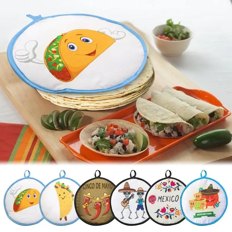 Tortilla Warmer Pouch Vassoi Per Scaldavivande Messicani Supporto Per Scaldavivande Roti Microonde Food Pancake Farina Stampata Resistente Al Calore