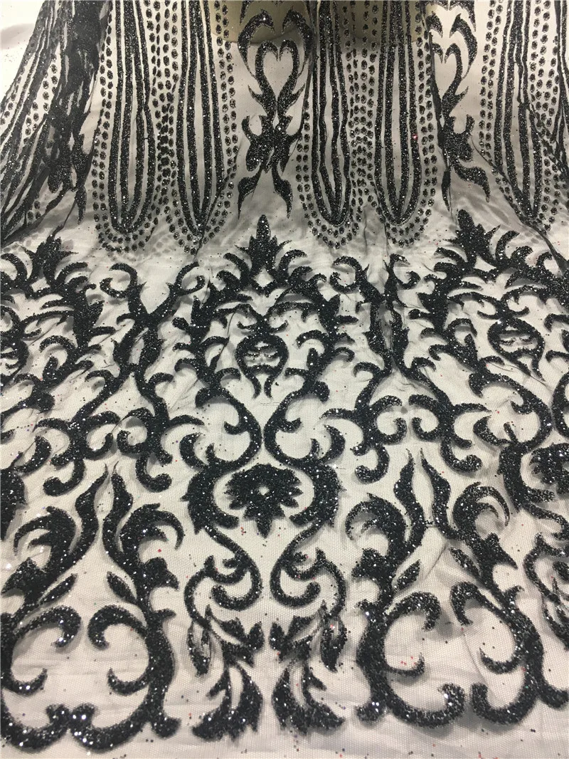 Brillante Incollato Glitter Paillettes Tessuto Africano Del Merletto Di Tulle Tessuto Di Maglia Per Il Vestito Da Sposa/Vestito Da Sera H-45 In Colore
