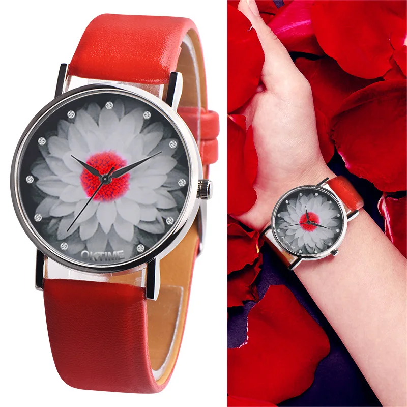 Uthai Bk64 Fashion All-Match Belt Diamond Lotus Fashion Ladies Small Fresh Student Quartz Watch