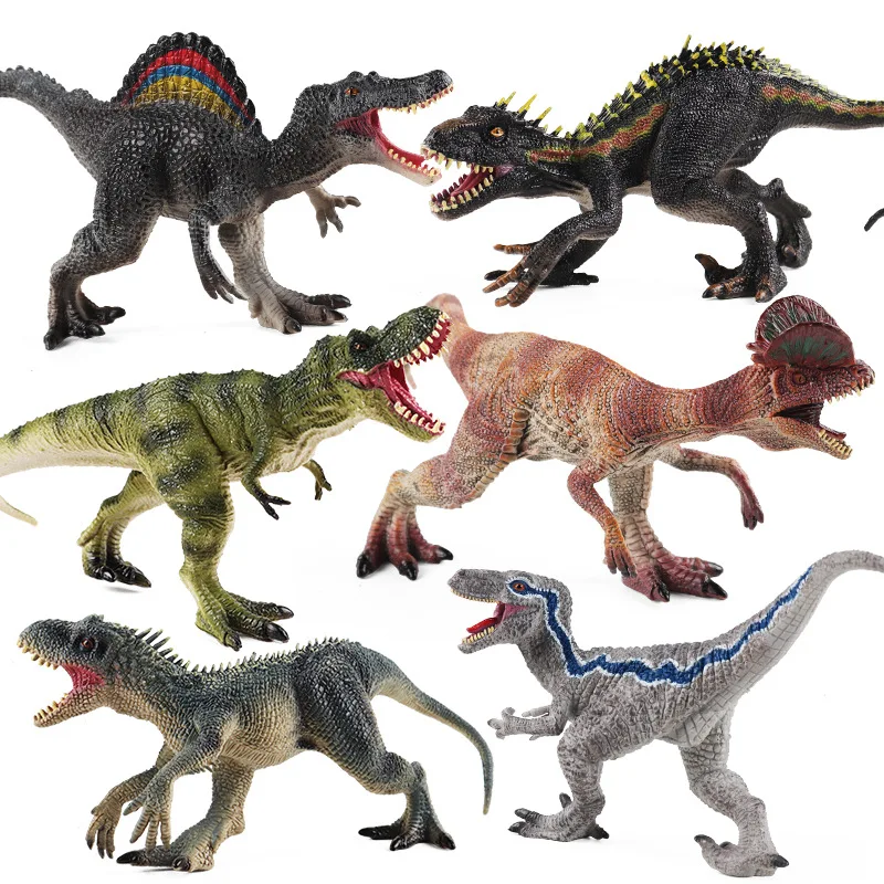 Jurassic Park Wildlife Solid Blue Spiny Backed Dragon Double Crown Dragon Tyrannosaurus Rex Raptor Animal Model Toys Ornaments