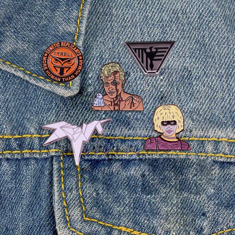Horror Blade Runner Smalto Spille Sci Fi Movie Badge Mens Denim Giacche Zaino Spille Accessori Gioielli Regali