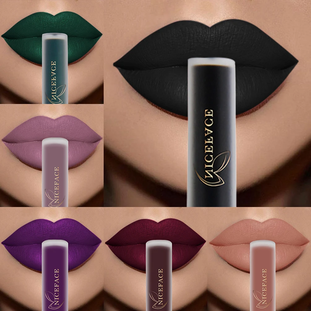 Niceface Nude Liquid Lipstick Ultra Matte Velvet Long Lasting Women Beauty Red Antiaderente Cup Waterproof Lip Gloss Lips Makeup