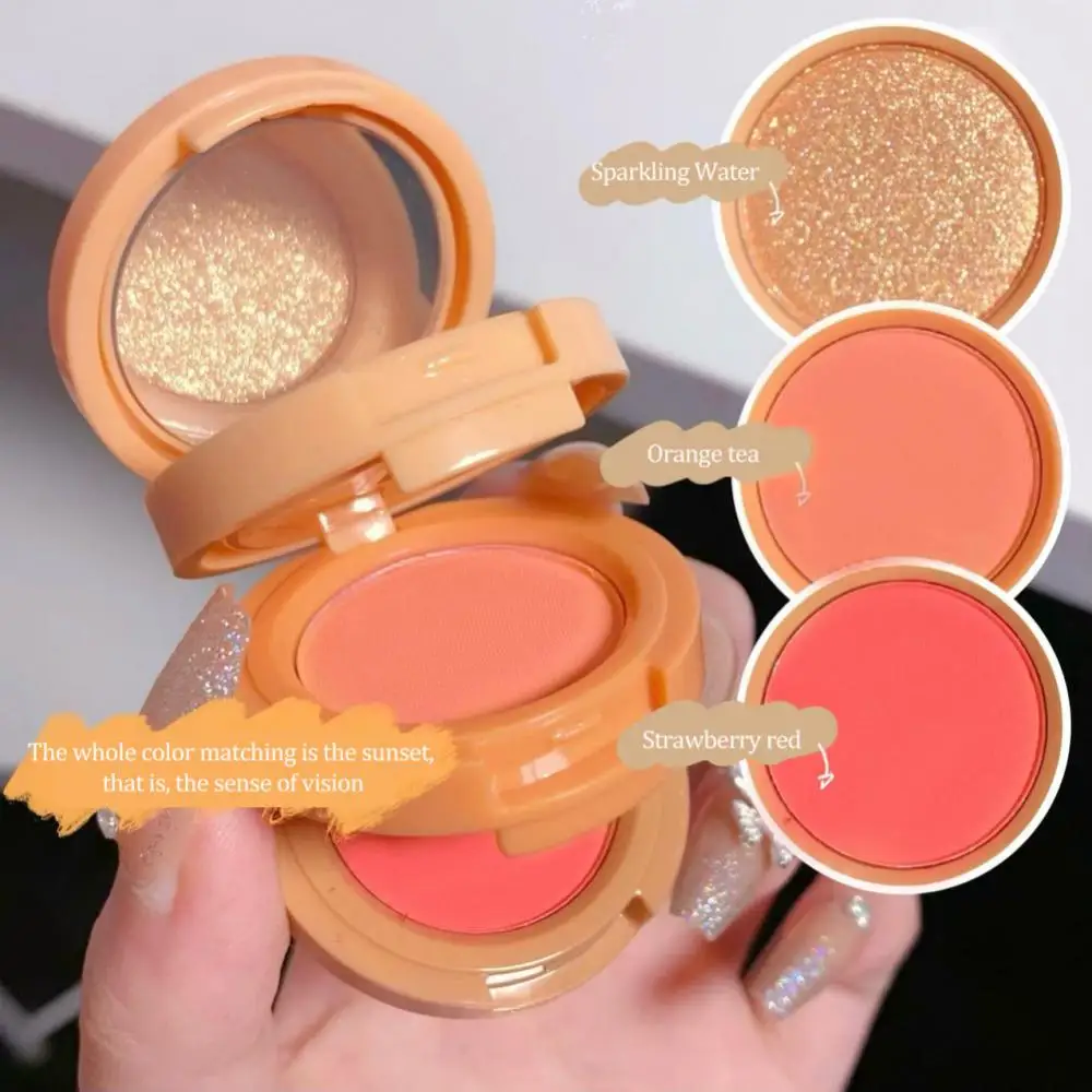 Nuovo 3 In 1 Matte Highlighter Blush Palette Pearly Blush Shiny Eyeshadow Palette Multifunzionale Per Il Trucco Del Viso Cosmetici Femminili