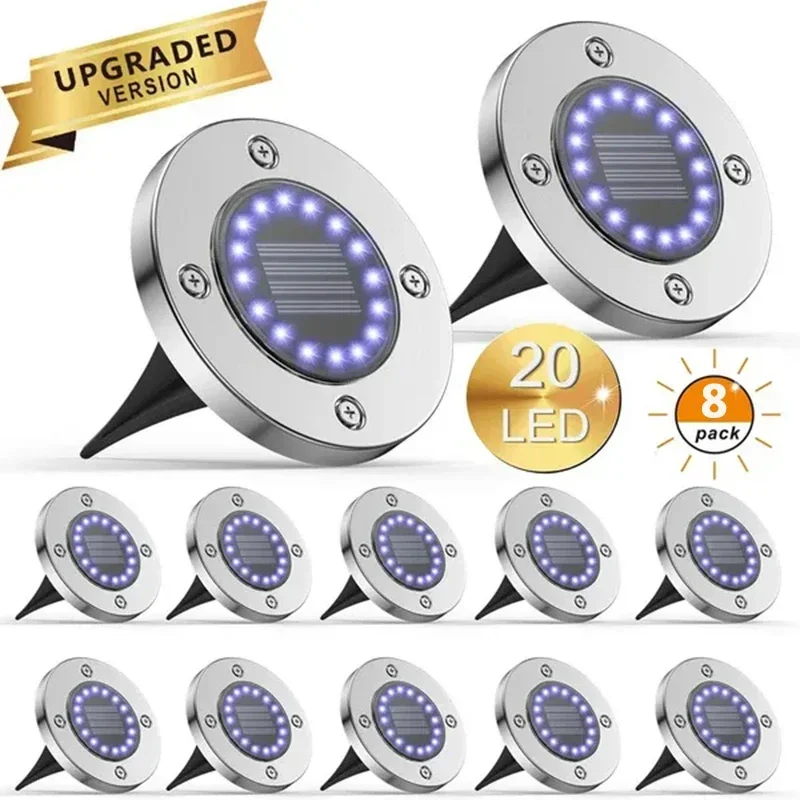 8/20Led Solar Power Disk Light Outdoor Garden Solar Underground Light Deck Light Spotlight Sepolto Solar Led Lamp Garden Decor
