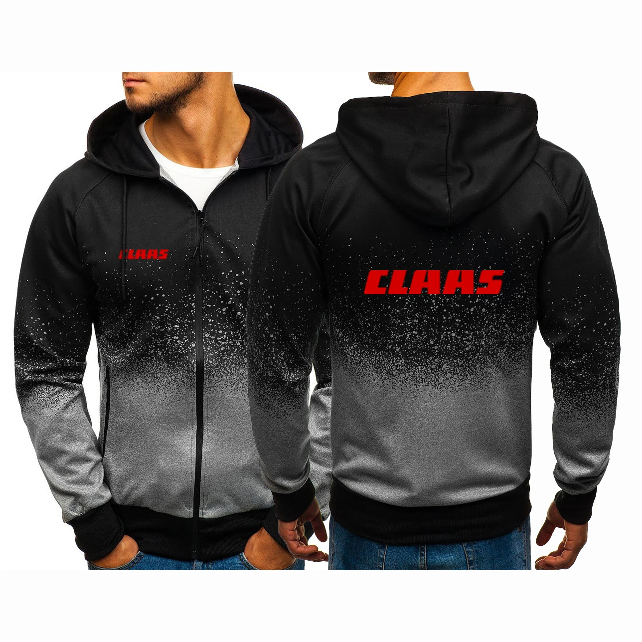 2023 New Men'S Spring Autumn Claas Printing Casual Hoodies Hiphop Harajuku Gradient Color Hooded Sweatshirts Zipper Jacket Coat