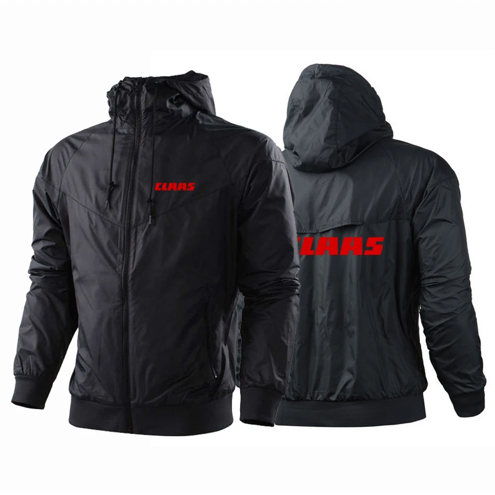 2023 New Men'S Claas Print Five Colors Windproof Casual Hooded Windbreaker Sweatshirts Spring Autumn Fashion Jacket Zipper Coat