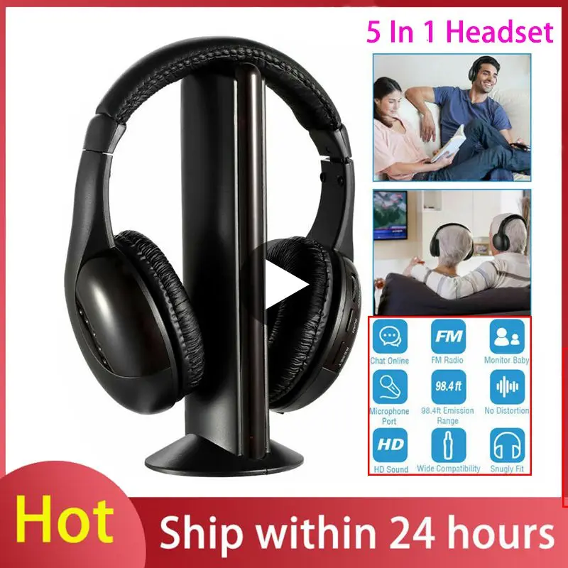 Cuffie 5 In 1 Cuffie Wireless Cordless Rf Mic Radio Headset Cuffie Wireless Audio Ad Alta Fedeltà Per Mp3 Mp4 Pc Tv Dvd Cd