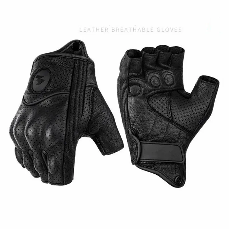 Guanti Senza Dita Per Moto Estivi Accessori Guanti Mezze Dita In Pelle Di Capra Motocross Gant Moto Guantes Moto Verano