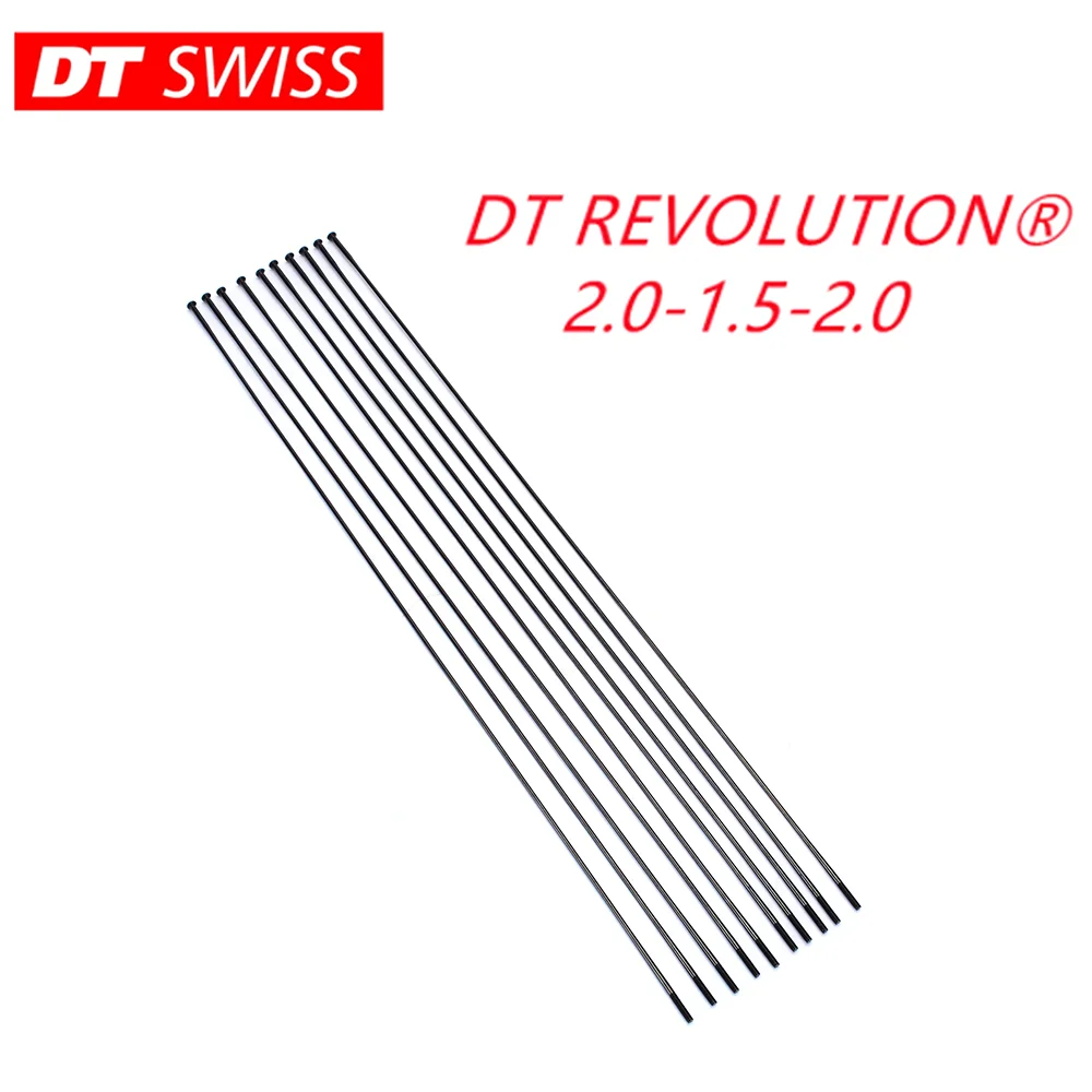 Raggi Per Biciclette Dt Swiss Revolution 2.0-1.5-2.0 Raggi Rotondi Stralght Pull Nero Leggero Variablediameterspoke