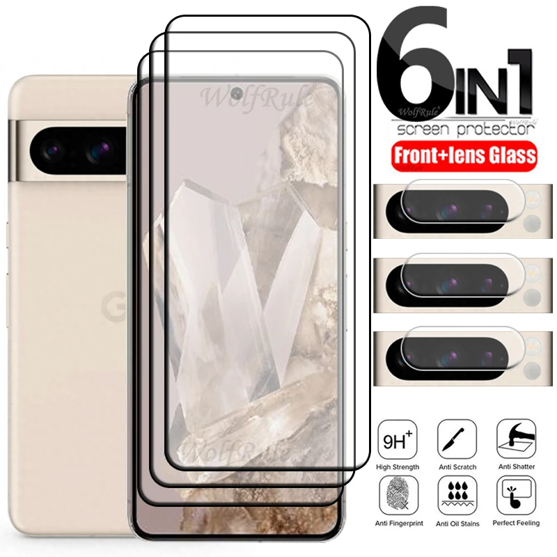 6-In-1 Per Google Pixel 8 Pro Glass Per Google Pixel 8 Pro Protetor A Schermo Intero In Vetro Temperato Per Google Pixel 8 Pro Lens Glass