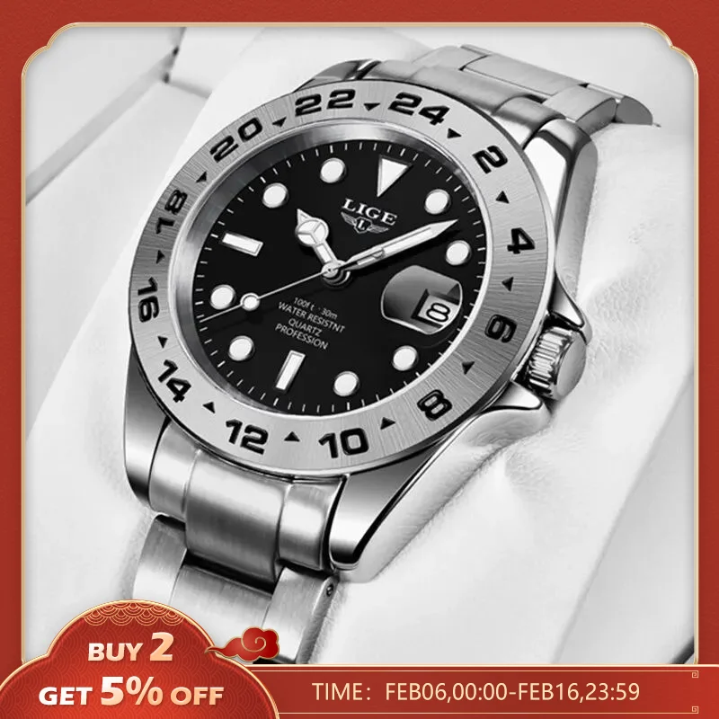Lige 2023 Orologio Da Uomo Cinturino In Acciaio Inossidabile Data Orologio Da Uomo Business Orologi Da Uomo Luxuries Impermeabili Orologi Da Polso Da 