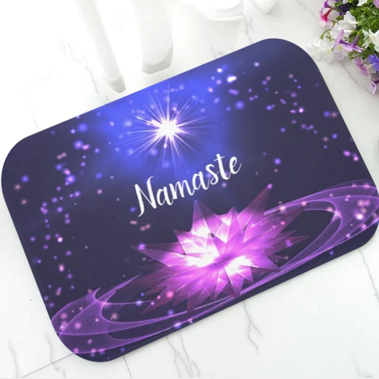 Trendy Namaste Benvenuto Tappetino In Cristallo Viola Lotus Namaste Tappetino Tappeto Tappeto Soggiorno Elegante Yoga Studio Home Decor