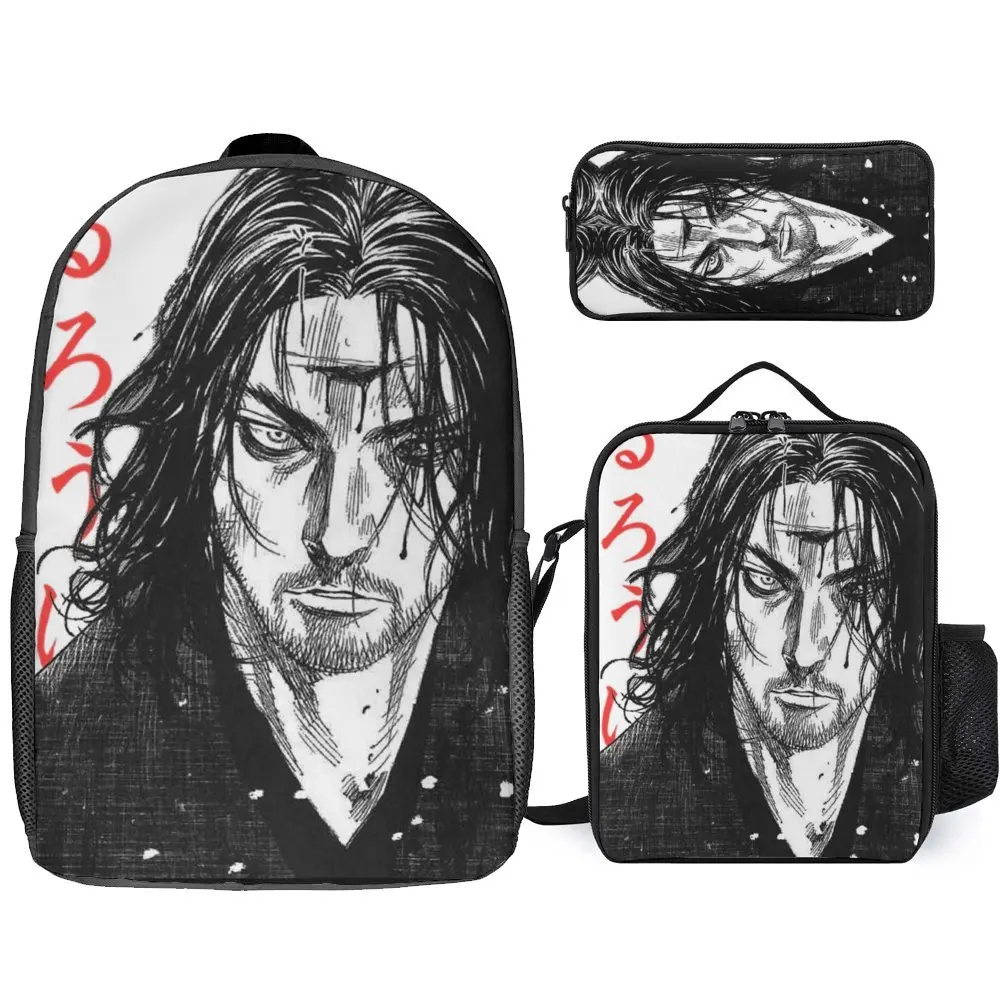 3 In 1 Set 17 Pollici Zaino Lunch Bag Pen Bag Vagabond Manga Musashi Miyamoto In Vendita B Firm Lunch Tote Confortevole Summer Camp