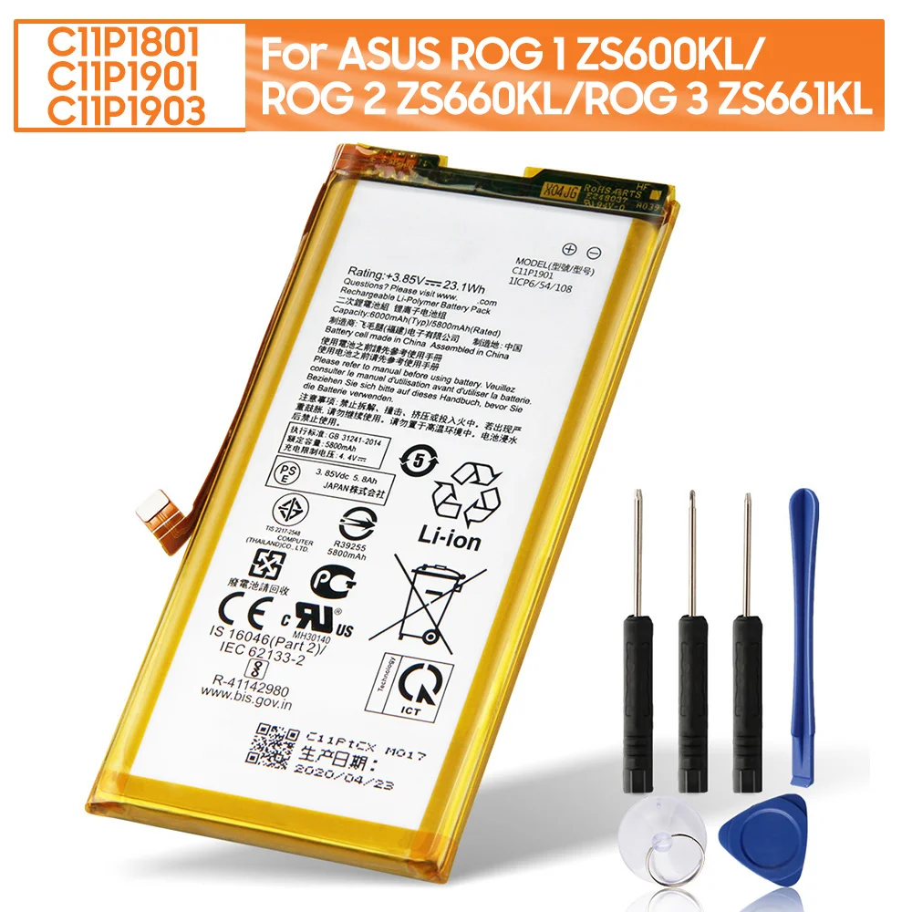 Batteria Di Ricambio C11P1801 Per Asus Rog Phone Zs600Kl C11P1901 Per Asus Rog Phone 2 Zs660Kl C11P1903 Per Asus Rog Phone 3