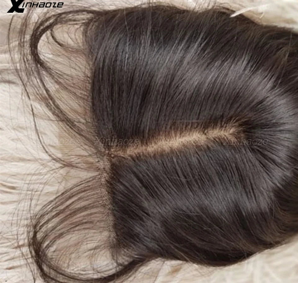 5X5 Chiusura Con Base In Seta Silicone Top In Seta Chiusura In Pizzo Per Capelli Umani Estensioni Dei Capelli Umani Remy Con Parte Centrale Libera Dei