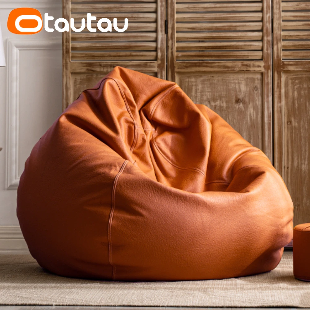 Otautautau 4Ft Big Faux Leather Bean Bag Cover Senza Filler Outdoor Beanbag Chaise Lounger Pouf Salon Game Movie Sac Puff Dd004