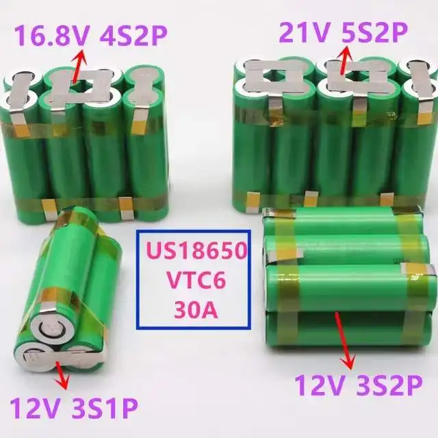 (Personalizzato) 18650 Batteria Vtc6 3000Mah 30 Ampere Cacciavite Batteria Elettrodo Batteria 3 S1P 4 S1P 5 S1P 4 S2P 5 S2P