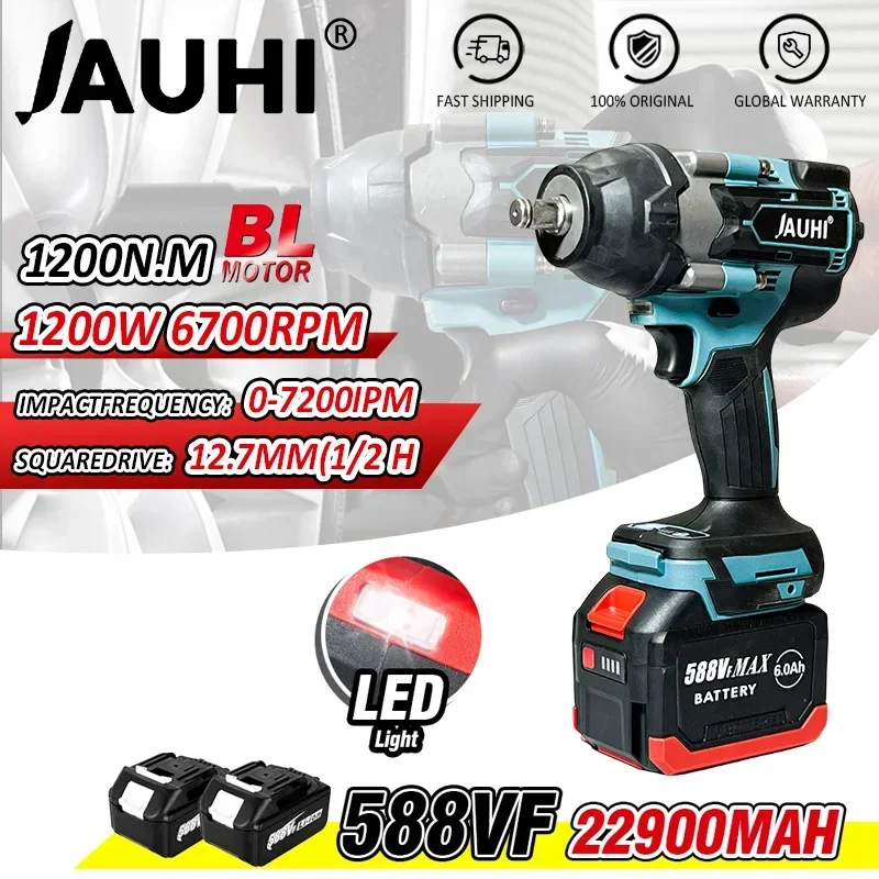 Jauhi 1800Nm Chiave A Percussione Elettrica Senza Spazzole Chiave A Batteria Ricaricabile Batteria Agli Ioni Di Litio Da 1/2 Pollice Per Batteria Maki