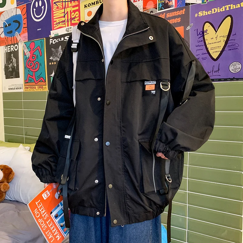 Giacca A Vento Da Uomo Hip Hop Nice Autumn Mens Coreano Vogue Bomber Giacche Nastri Harajuku Giacche Oversize Uomo Capispalla