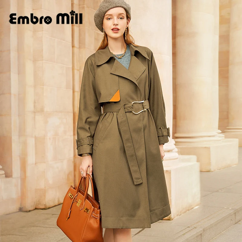 Cappotto Da Donna A Vita Alta Con Cintura A Maniche Lunghe + Cintura A Maniche Lunghe Allentata S-Xl