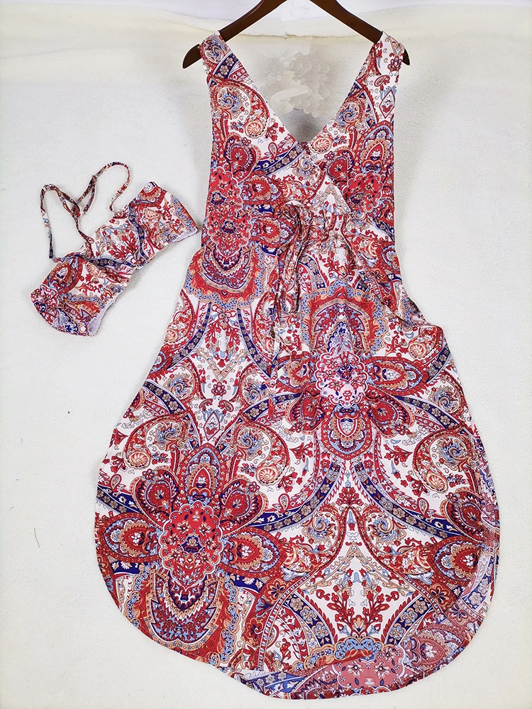 Abiti Per Le Donne 2023 Beach Leisure Party Print Vogue Side Opening High Width Sling Dress Cheap And Ship