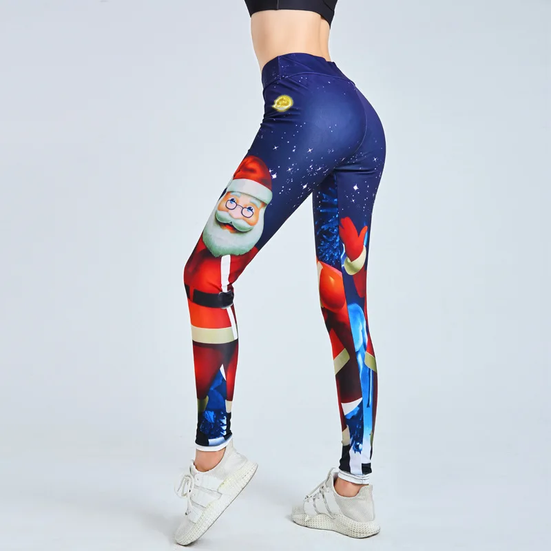 Babbo Natale Stampato Leggings Donna Fitness Work Out Leggins Donna Palestra Sexy Legging Anticellulite Sport Running Vita Alta