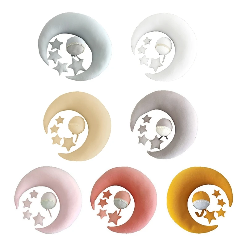 Neonati Photo Shooting Positioner Cushion Moon Star Pillow Beanie Cap Newborn Posing Aids Photography Puntelli Sfondo