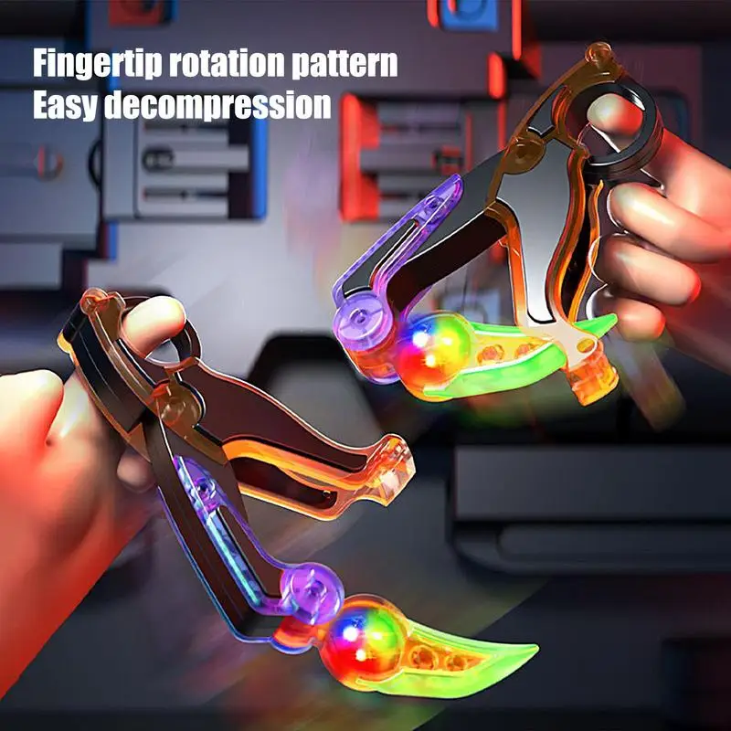 Stampa 3D Gravity Claw Knife Jumping Small Ravanello Knife Light-Up Fidget Toy Push Card Decompression Toy Mini Butterfly Knife