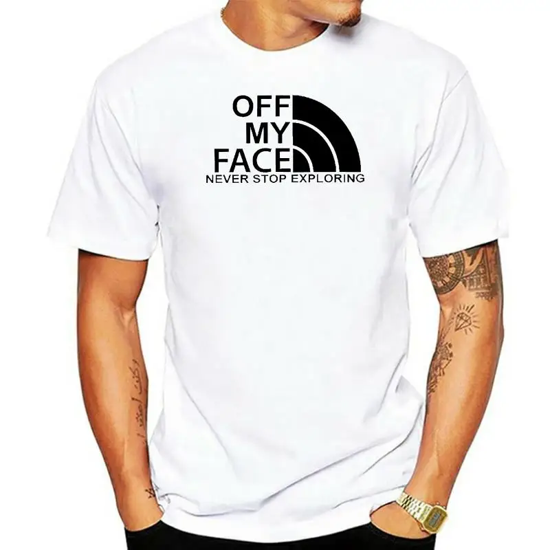 2022 Fashion Hot Mens White Off My Face Never Stop Exploring T Shirt Techno Rave T Shirt