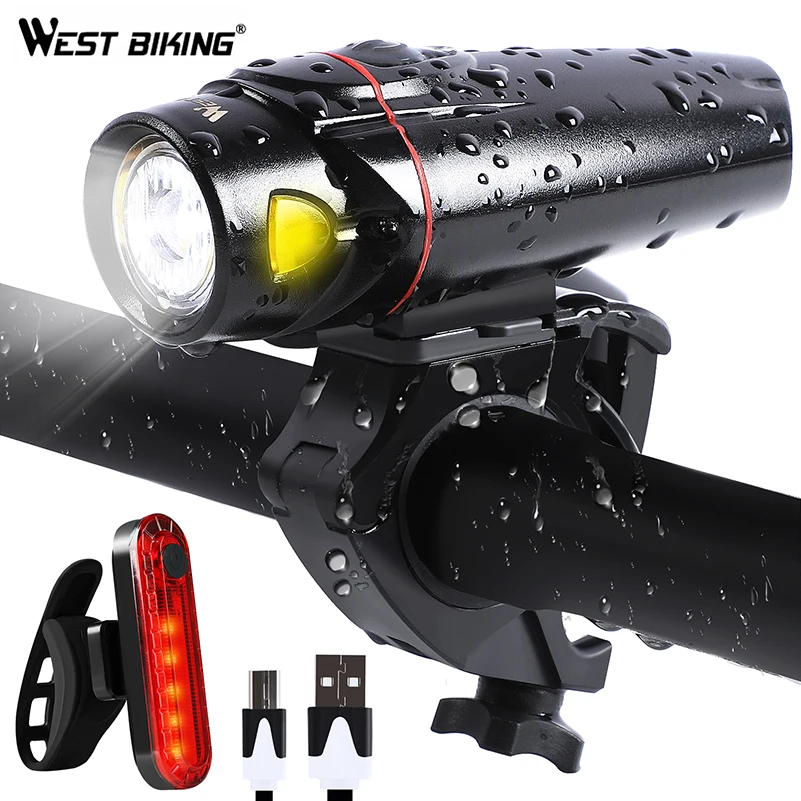 West Biking Smart Sensor Bike Lights Set Usb Ricaricabile Ciclismo Mtb Lampada Anteriore Impermeabile Antiriflesso Fanale Posteriore