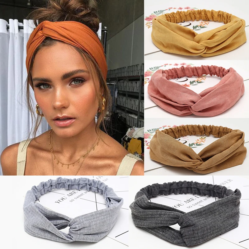 Fascia Per Capelli Da Donna Croce Nodo Superiore Fasce Per Capelli Elastici Morbido Tinta Unita Ragazze Fascia Per Capelli Accessori Per Capelli Copri